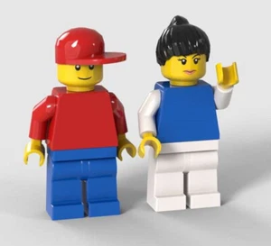 2 minifiguras LEGO (cabeza, torso, brazos, piernas, cabello, gorra, educación, robot, casa, pareja) - Imagen 1 de 3