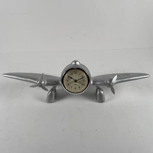 Vintage Heavy Metal Airplane Quartz Clock Wing Propellers Home Decor - Picture 1 of 11