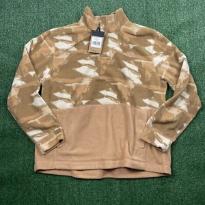 The North Face Fleece Jacket Adult Large Beige Tan Geology Print Sweater Mens - Picture 1 of 6