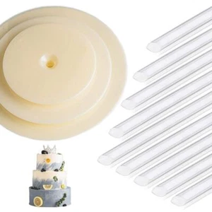 18PCS Plastic Cake Dowels 6 Cake Bases for Tiered Cake Stacking White Kit - Picture 1 of 6