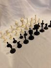 20) RARE  Antique Chess Set of Camel Bone 32 Threaded Pcs. 3 1/8” King