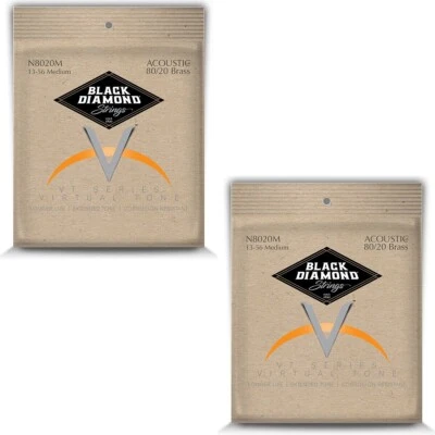 Cordas de guitarra Black Diamond 2 conjuntos acústico bronze médio ferida 13-56 - Imagem 1 de 4