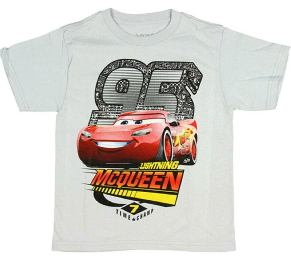 Camiseta Disney Car's 7 Time Champ '95 Lightning McQueen Big Boys Talla 7 Gris-NUEVA Foto 1 de 1