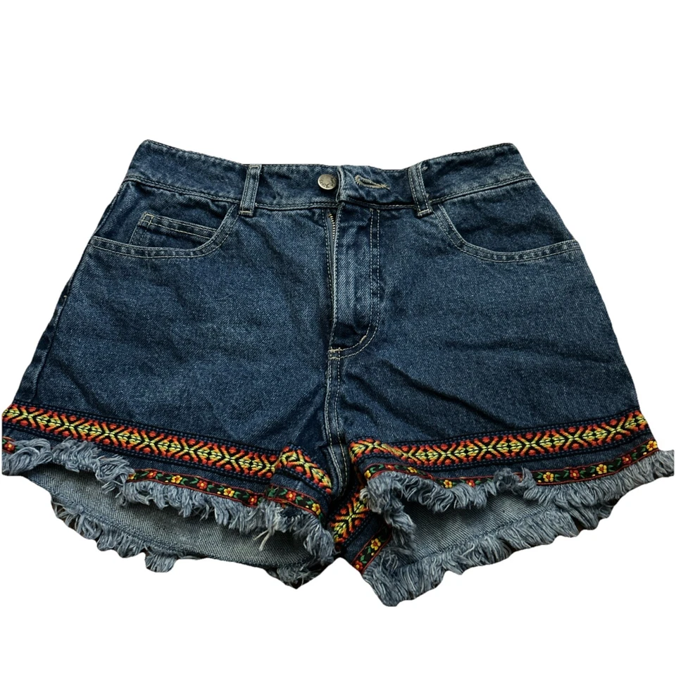 Jean Paris Blues Originales EE. UU. Algodón Denim Floral Bordado Corte Azul Talla 3 Foto 1 de 4