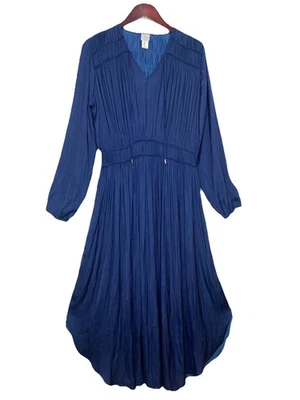 Joie Dress V-Neck Midi Length Dress Royal Navy Blue Silky Soft Flowy Lightweight - Image 1 of 4