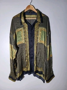 VTG Seta Per Uomo Baroque SILK gold LS Blouse Shirt men's 3XL Versace-style - Picture 1 of 11