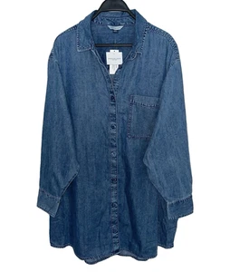 Nueva Camisa Túnica Nueva Con Etiquetas American Eagle Para Mujer Mediana Denim Abotonada Azul De Gran Tamaño - Imagen 1 de 4