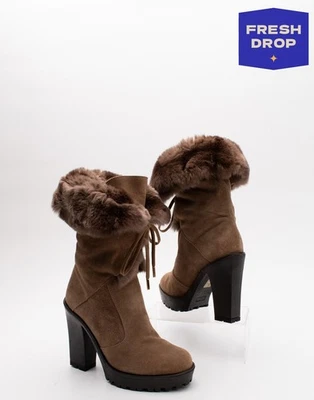 RRP€330 SERAFINI ETOILE Suede Leather Mid-Calf Boots US10 UK7 EU40 Made in Italy - Image 1 of 4