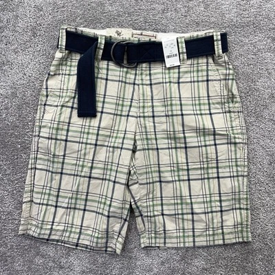 Express Shorts Mens 32 Classic Plaid Chino Relaxed At The Knee Belted 32x11 - Image 1 of 4