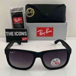 Ray-Ban RB4165 622/T3 Justin Black 54mm Grey Gradient Polarized Sunglasses - Picture 1 of 7