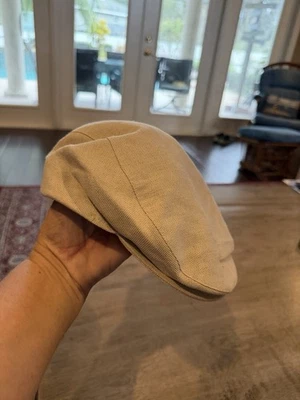 Gorra plana Orvis italiana mezcla de lino grande beige para hombre conducción boyero sombrero de taxi Foto 1 de 4