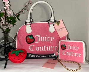 NEU! Neu mit Etikett Juicy Couture Sweet N Juicy Fruit Umhängetasche & Geldbörse Set Pink Limonade - Bild 1 von 12