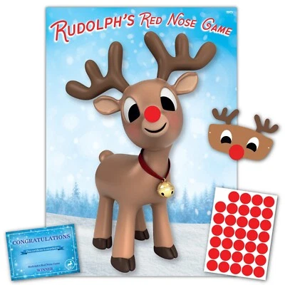 UK PARTY GAMES Christmas Family Game - RUDOLPH'S RED NOSE- Family, Kids, Office Xmas Party Game