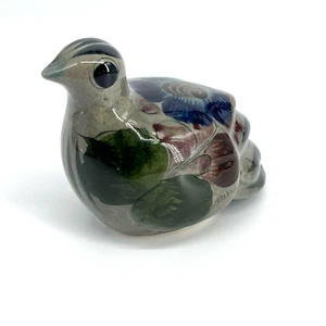 VINTAGE TONALA HANDBEMALTE KERAMIK MEXIKANISCHE VOLKSKUNST KERAMIK VOGEL WACHTEL FIGUR - Bild 1 von 11