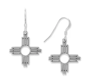Pendientes colgantes con símbolo Zia en cables franceses - Imagen 1 de 1