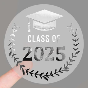 100 X Graduation Stickers, Class of 2025, Congratulations Graduates, Silver Foil - Picture 1 of 12
