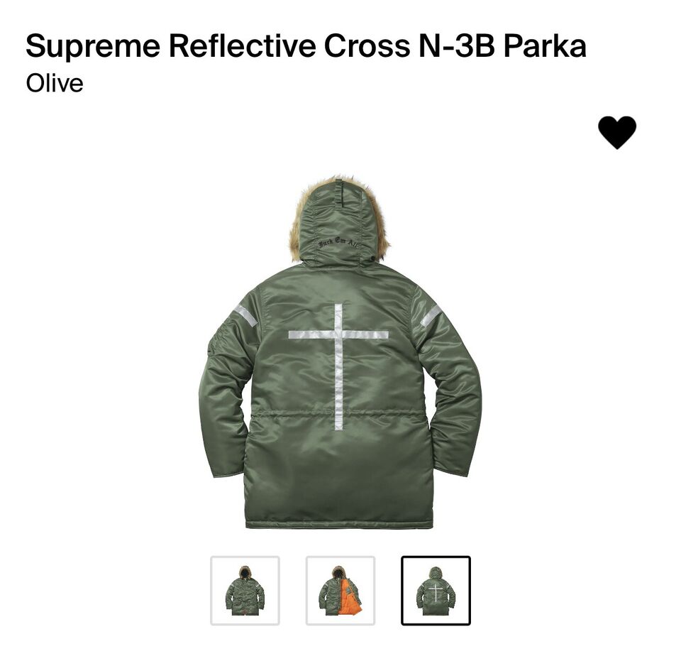 New Supreme Reflective Cross NB Parka Olive size Medium   eBay