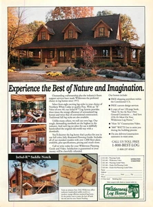 Magazine Print Ad WILDERNESS LOG HOMES 1993 Custom Plans Plymouth WI - Picture 1 of 1