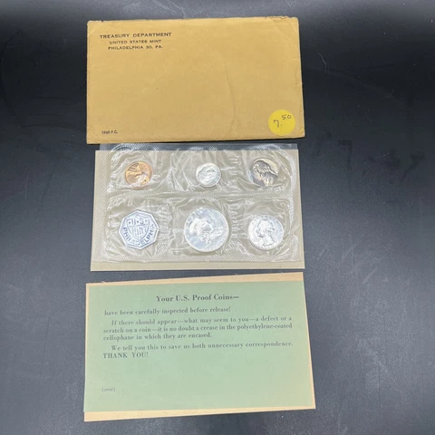 1960 US Mint Silver Proof Set In Original Envelope Cover