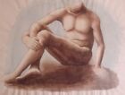 Antique Watercolour Painting Joseph Smedley 1922-2016 Homo Erotic Slade Nude