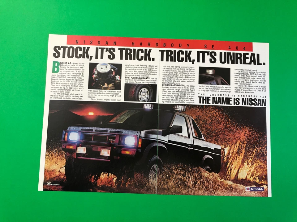 Camión Nissan 1986 de carrocería dura vintage original impreso anuncio impreso impreso impreso Foto 1 de 1