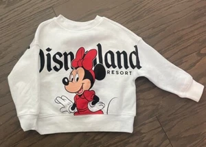 Disney Minnie Mouse Disneyland Front Back Print Girls  Sz 3 Boxy Sweatshirt EUC - Picture 1 of 4