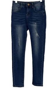 Bien Bleu Girls Skinny Stretch Blue Jeans Ripped Jeans Size 10 Comfort Fit Style - Picture 1 of 14