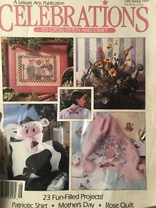 Celebrations Cross Stitch Craft Project Patriotic Shirt Mothers Day Quilt 1991 - Foto 1 di 12