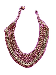 Vintage silberfarben Kettenpost Kettenglieder Lätzchen Halskette Choker Goth Punk - Bild 1 von 4