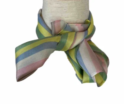 De Colección Para Mujer Bufanda Pastel Rayas Rosa Amarillo Azul Oblonga Mod Retro  Foto 1 de 4