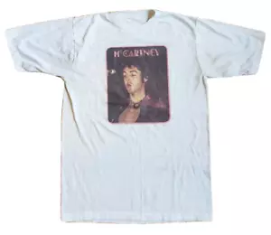 *RaRe* Vintage (1975) PAUL McCARTNEY The Beatles off white T-SHIRT | Large - Picture 1 of 3