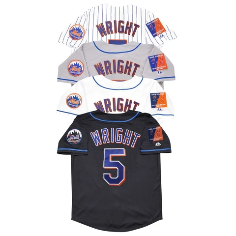 David Wright 2004 New York Mets Shea 40th Patch (Home/Road/Alt) Men's Jersey Cover