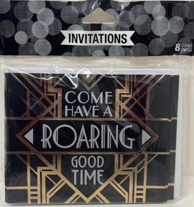 Art Deco New Years Eve Invitations 8 Ct Roaring 20's Invitations, Foil stamped - Picture 1 of 2