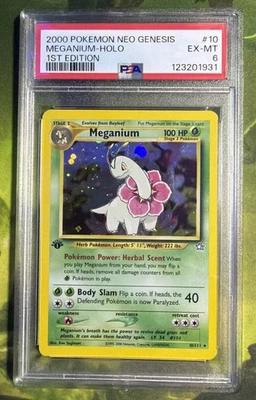 1st Edition Meganium Holo 10/111 - Neo Genesis - PSA 6 EX-MT - Image 1 of 4