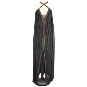 Pitusa Sun Dress Maxi Beach Bikini Cover Up Black Leopard Print Embroidered Trim - Picture 1 of 18