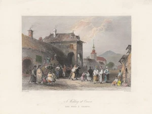 c1850 Orsova Orschowa Rumänien Hochzeit Feier kolorierte Stahlstich-Ansicht - Picture 1 of 1