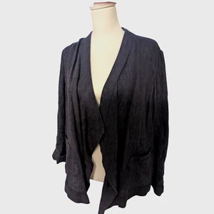 Coldwater Creek Damen Leinen blau Oversize offene Strickjacke Taschen Petite Medium - Bild 1 von 6