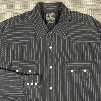 Camisa peto Lucky Brand XXL manga larga negra blanca a rayas perla a presión Foto 1 de 4