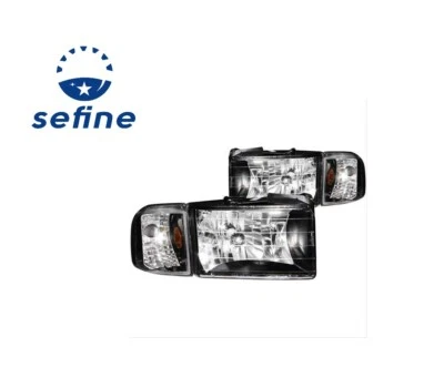 Faróis de cristal ANZO preto com luz de canto 2 peças para Dodge Ram 1500 #111067 - Imagem 1 de 2