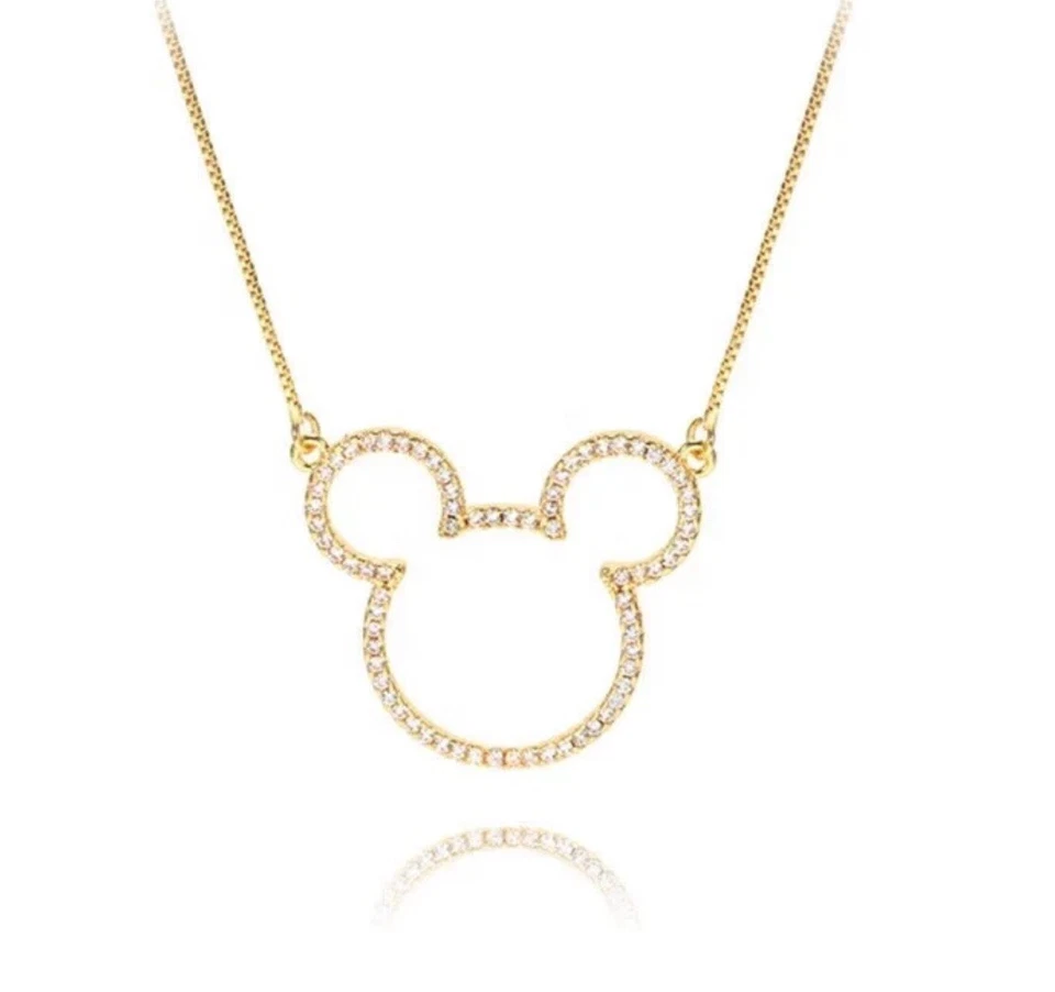 Disney Mickey Mouse Gold Necklace Crystal great adults and little girls - Image 1 of 1