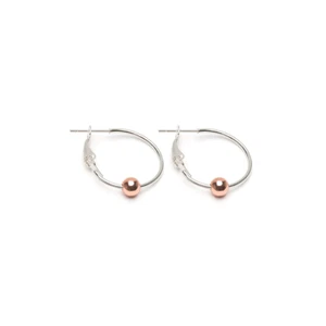 Rose Gold Bead Hoop Earrings - Picture 1 of 4