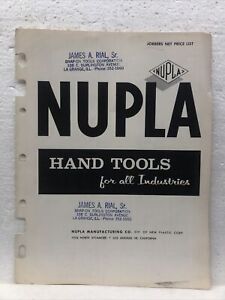 Catalogue outils à main industriels vintage 1963 Nupla FICHE DE PRIX SEULEMENT
