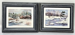 2 Oil Painting Small Mini Framed Canada Winters *Signed Artist Jean McKeown ~6x5 - Picture 1 of 18