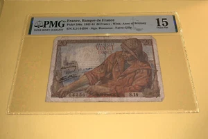 PMG France, Banque de France 20 Francs Banknote 1942-44 p100a Choice Fine 15 - Picture 1 of 7