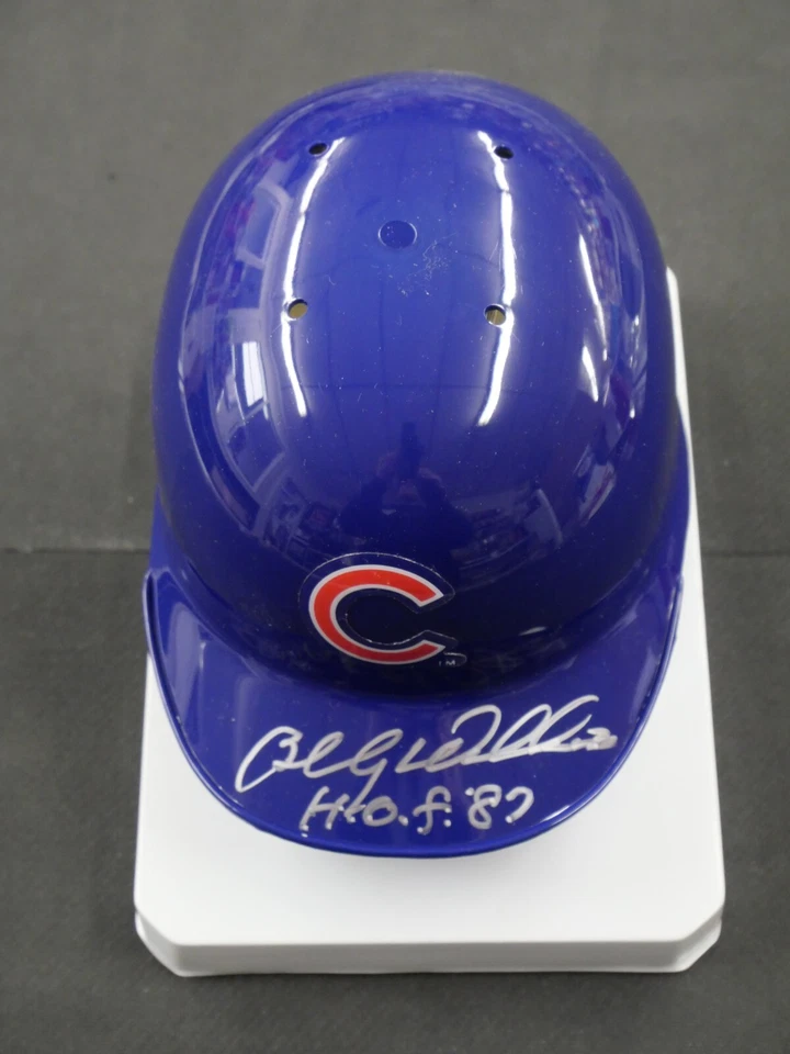 MINICAPACETE RIDDELL ASSINADO POR BILLY WILLIAMS INSCRITO COM "HOF 87" - CHICAGO CUBS - Imagem 1 de 1