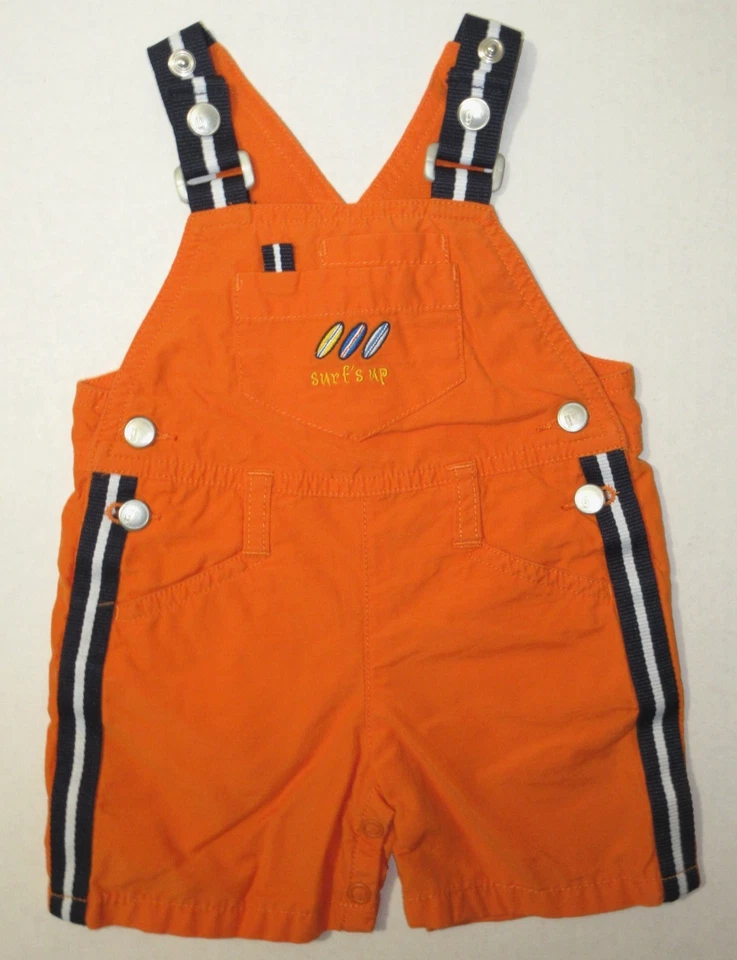 Gymboree Vintage 2002 Blue Hawaii Orange Shortall Romper Baby Boys Sz 0-3 Months - Image 1 of 4