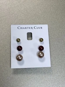 Charter Club Gold-Tone 3-Pc. Set Multicolor Imitation Pearl Stud Earrings - Picture 1 of 2