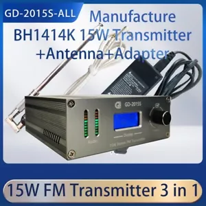 BH1414K 15W FM PLL Transmitter USB Play Stereo Radio Station Transmitter 3 IN 1 - Picture 1 of 9