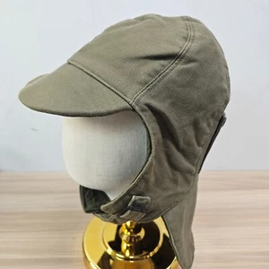Vintage USN Deck Hat Men Olive Green Wool Lined Flight Trapper Navy Military WW2 - Picture 1 of 11