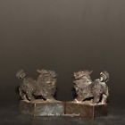 A Pair of Antique Collection Bronze Lion Seals Weighing Scales Ornaments